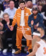 Basketball Finals Timothee Chalamet Orange Jacket