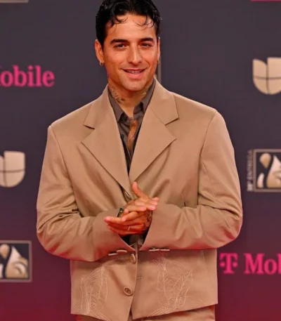 2026 Red Carpet Maluma Cropped Beige Blazer