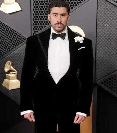 68th GRAMMY Awards Bad Bunny Black Velvet Suit