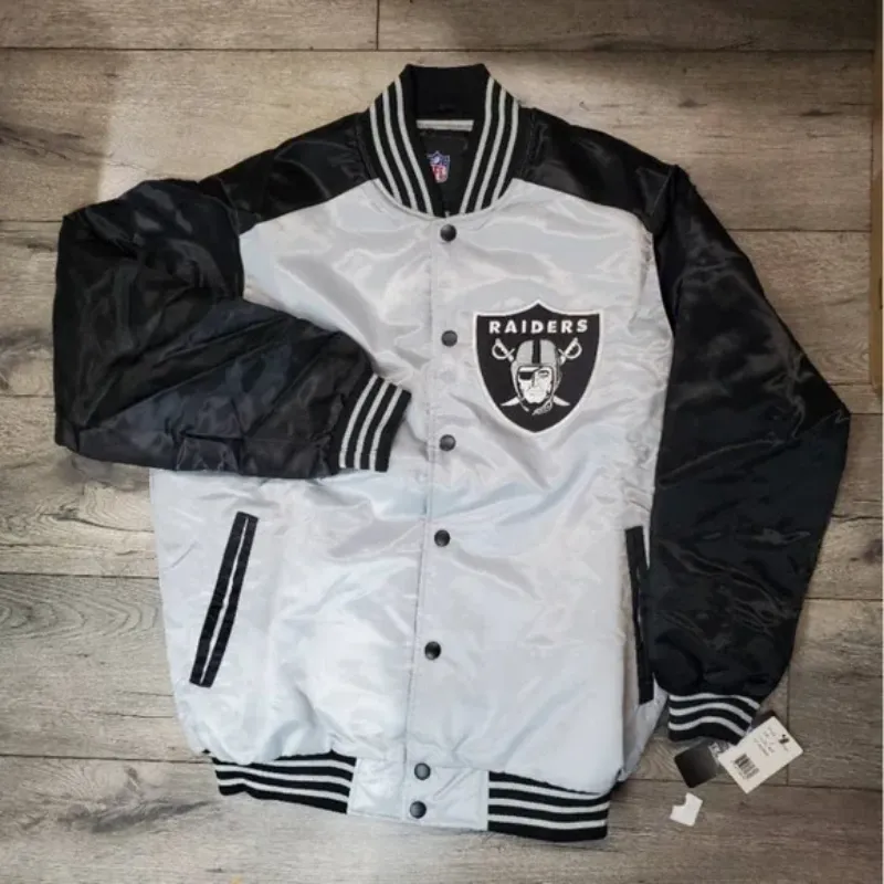 Aaron Las Vegas Raiders Satin Varsity Jacket Aaron Las Vegas Raiders Satin Varsity Jacket