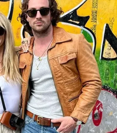 Aaron Taylor Johnson Brown Leather Jacket