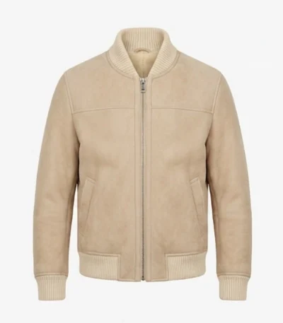Aaron Suede Shearling Leather Bomber Jacket
