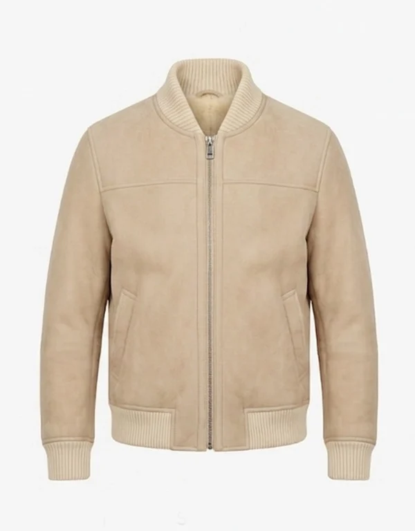 Aaron Suede Shearling Leather Bomber Jacket