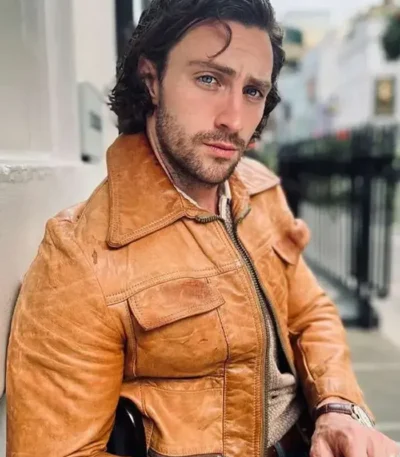 Aaron Taylor Johnson Brown Leather Jacket