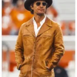Actor Matthew McConaughey Brown Leather Jacket