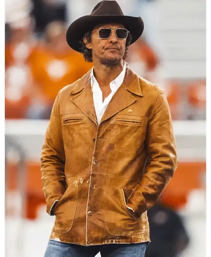 Actor Matthew McConaughey Brown Leather Jacket Actor Matthew McConaughey Brown Leather Jacket