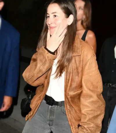 Alana Haim LA Brown Bomber Leather Jacket