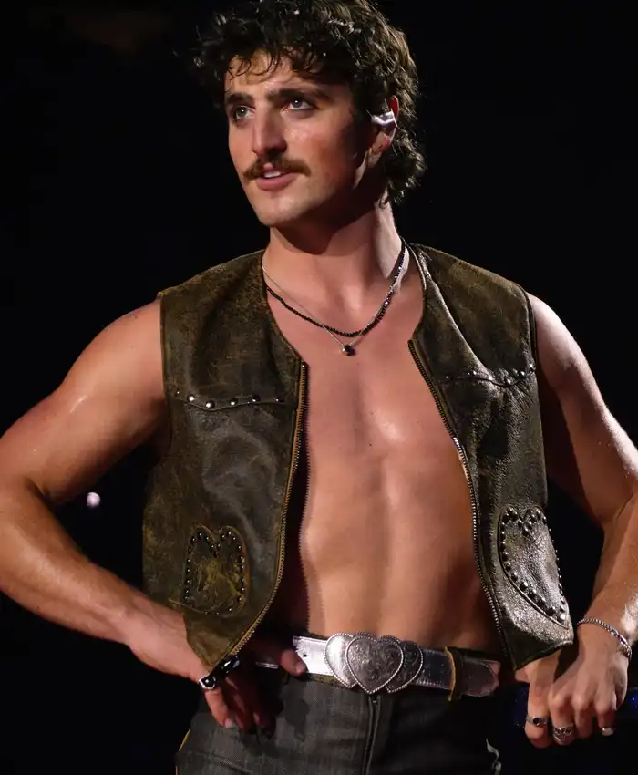 Benson Boone Brown Leather Vest Benson Boone Brown Leather Vest