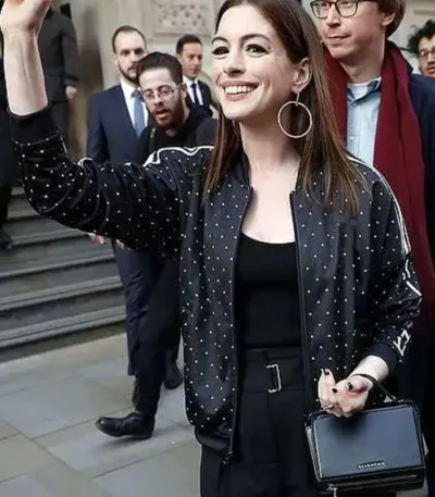 Anne Hathaway Polka Dot Black Jacket