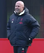 Arne Slot LFC Black Puffer Hooded Jacket