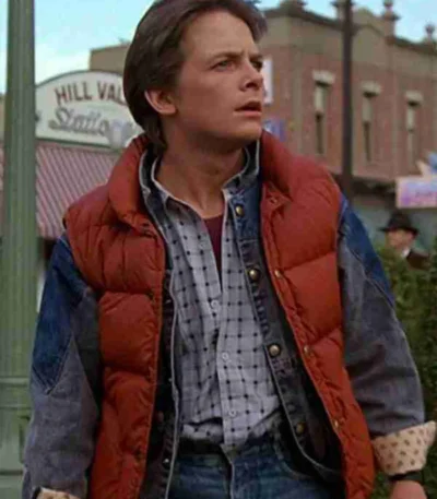 Back To The Future Marty Mcfly Erect Collar Red Vest