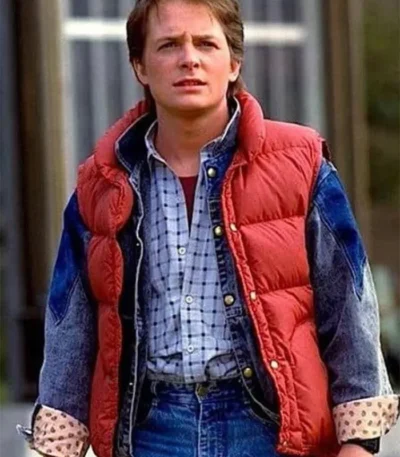Back To The Future Marty Mcfly Erect Collar Red Vest