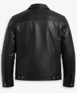 Barry Classic Black Leather Trucker Jacket