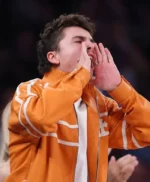 Basketball Finals Timothee Chalamet Orange Jacket