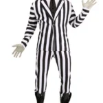 Beetlejuice Black and White Zebra Stripes Costume Suit