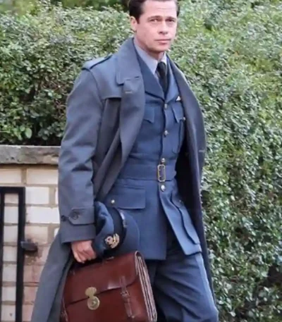 Brad Pitt Allied Long Trench Coat