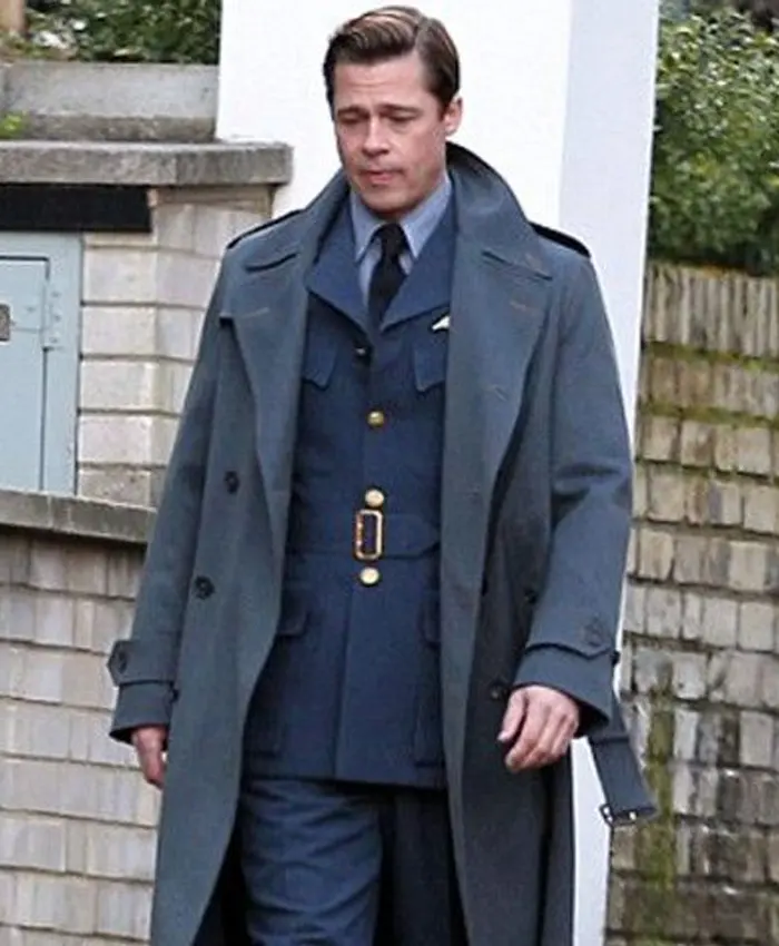 Brad Pitt Allied Long Trench Coat Brad Pitt Allied Long Trench Coat