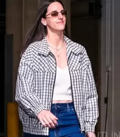 Caitlin Clark Checked Chambray Jacket
