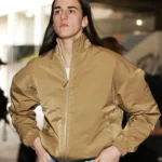 Caitlin Clark Tan Brown Bomber Jacket