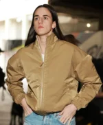Caitlin Clark Tan Brown Bomber Jacket