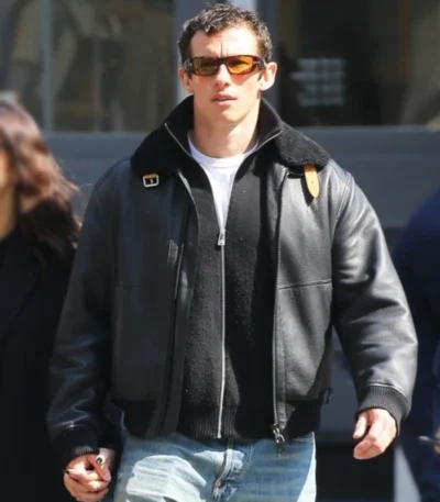 Callum Turner NYC Shearling Leather Jacket