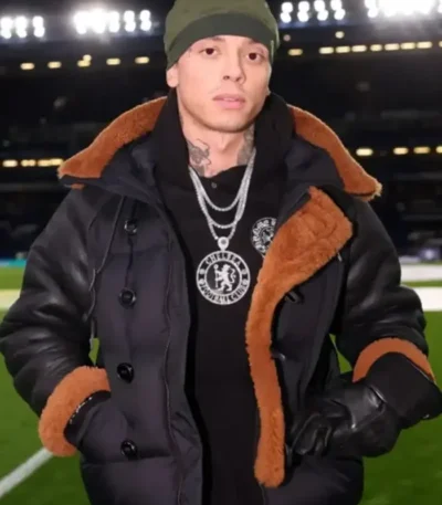 Central Cee Premier League Shearling Leather Jacket