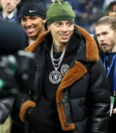 Central Cee Premier League Shearling Leather Jacket