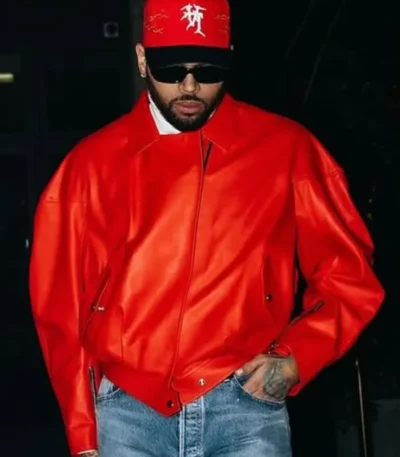 Chris Brown Paris 2026 Red Jacket