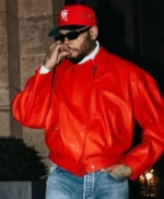 Chris Brown Paris 2026 Red Jacket