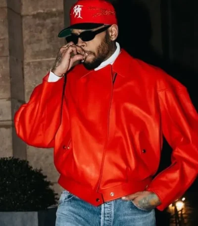 Chris Brown Paris 2026 Red Jacket