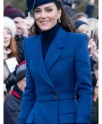 Christmas Day Service Kate Middleton Blue Coat