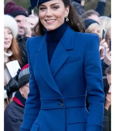 Christmas Day Service Kate Middleton Blue Coat