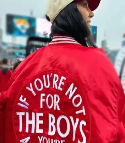 Claire Kittle The Boys Red Bomber Jacket