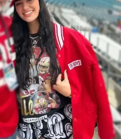 Claire Kittle The Boys Red Bomber Jacket