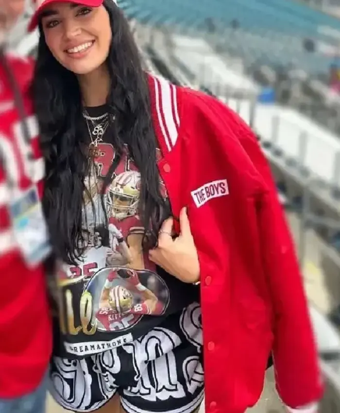 Claire Kittle The Boys Red Bomber Jacket Claire Kittle The Boys Red Bomber Jacket