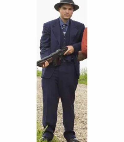 Clyde Navy Blue Striped Three Piece Suit