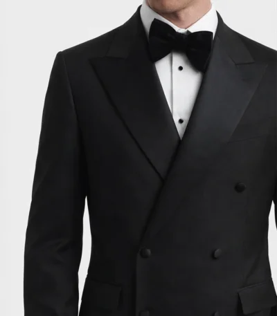 Double Breasted Simple Men’s Black Tuxedo