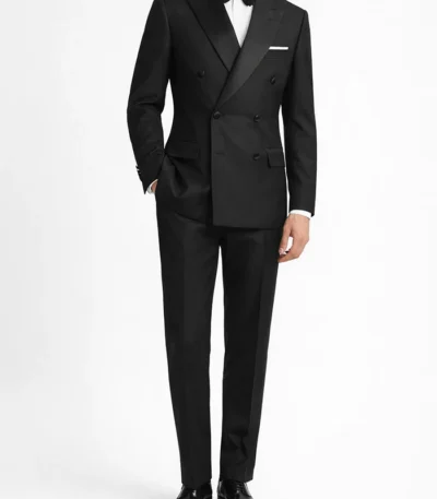 Double Breasted Simple Men’s Black Tuxedo