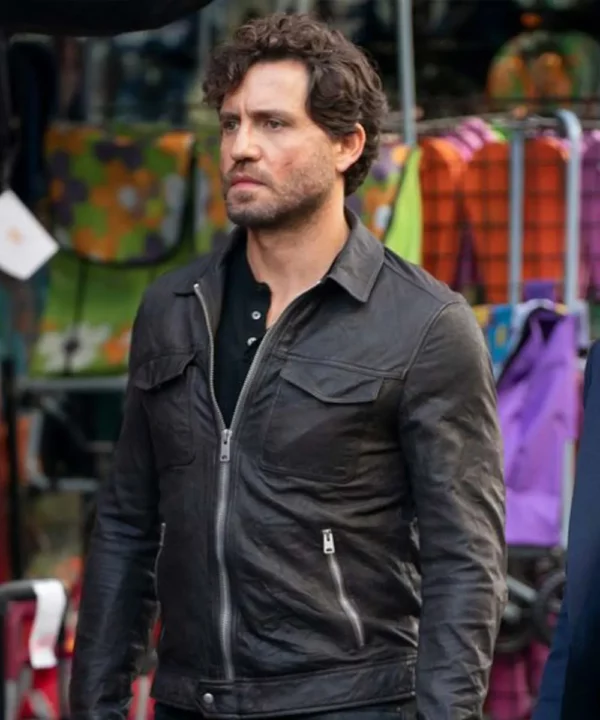 Edgar Ramírez The 355 Luis Rojas Black Leather Jacket Edgar Ramírez The 355 Luis Rojas Black Leather Jacket