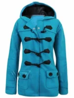 Elis­a­beth Moss The Hand­maid­’s Tale Blue Hooded Coat