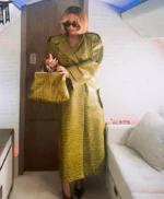 2026 Beyonce Green Leather Trench Coat