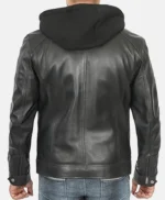 Hornard John Black Leather Jacket with Hood