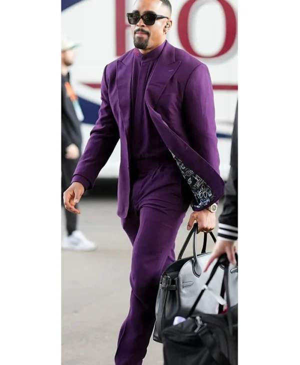 Jalen Hurts Super Bowl 2025 Royal Purple Suit Jalen Hurts Super Bowl 2025 Royal Purple Suit