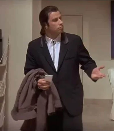 John Travolta 1994 Pulp Fiction Black Tuxedo Suit
