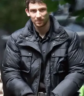 Josh O’Connor Wake Up Dead Man Puffer Jacket