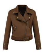 Katie Leclerc A Cherry Pie Christmas Brown Suede Jacket