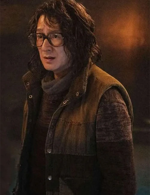 Ke Huy Quan The Electric State Brown Corduroy Vest Ke Huy Quan The Electric State Brown Corduroy Vest