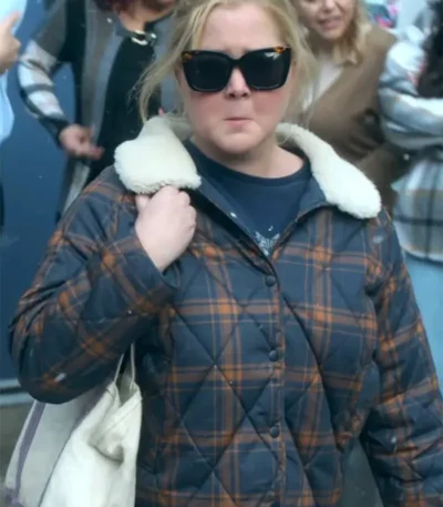 Kinda Pregnant Amy Schumer Shearling Plaid Jacket