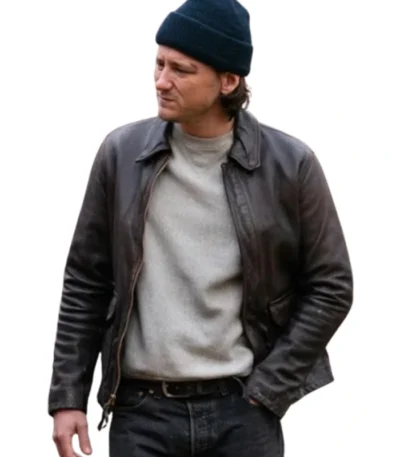 Lewis Pullman Riff Raff Brown Leather Jacket