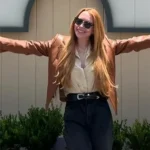 Lindsay Lohan Freakier Friday Brown Leather Jacket